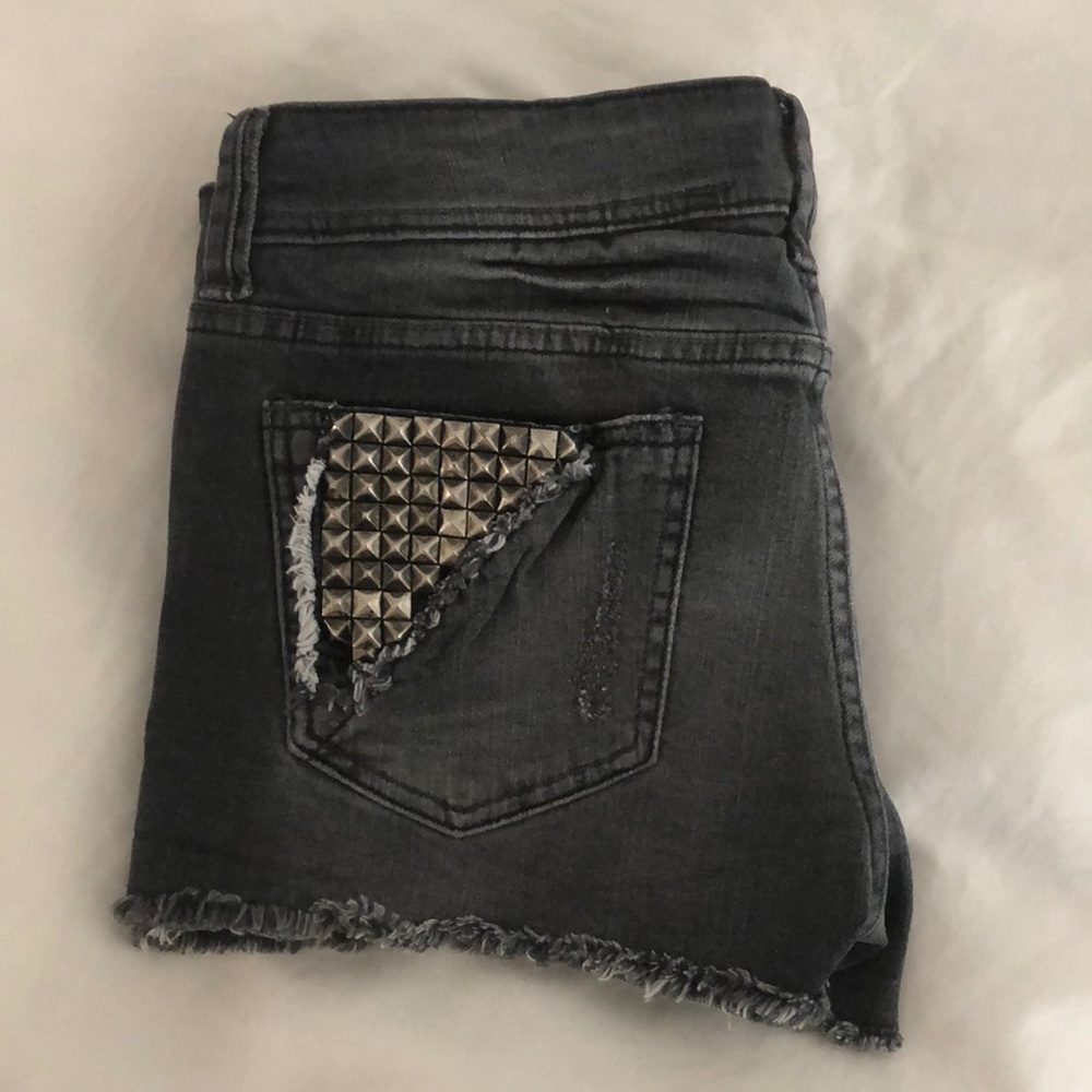 Distressed jean shorts